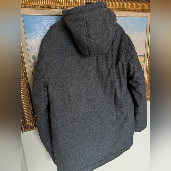 Bonobos Herringbone Charcoal Italian Wool Expedition Parka Medium - Picture 3 of 11